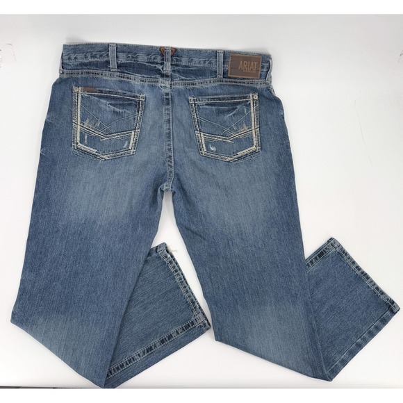 Ariat Jeans Mens 40 Blue M5 Straight Fit Straight Leg Denim Distressed - Picture 2 of 16